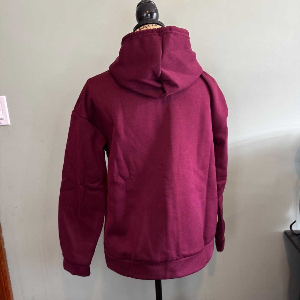 NWOT Womens Casual Outdoor Walking Fleece Lined Zip Hooded Sweatshirt Red Medium - Picture 2 of 6